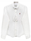 BFUSH063 CO0031 168 Embroidered Logo Cotton Oxford Shirt Natural White Men s TJ - AMI - BALAAN 1