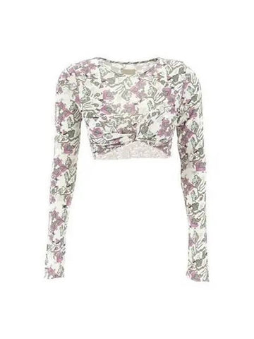 Women s Flower Twist Crop Top Long Sleeve Multi HT0068FA A1K33I - ISABEL MARANT - BALAAN 1