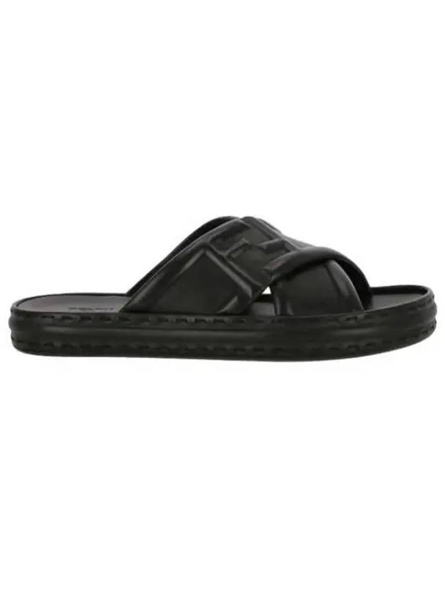 FF Logo Cross Slippers Black - FENDI - BALAAN 2