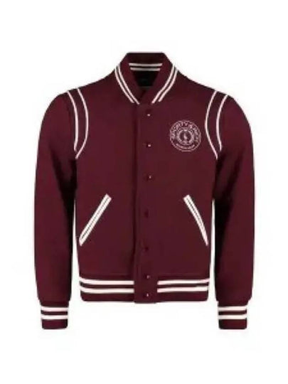 Embroidered Logo Varsity Virgin Wool Bomber Jacket Merlot - SPORTY & RICH - BALAAN 2