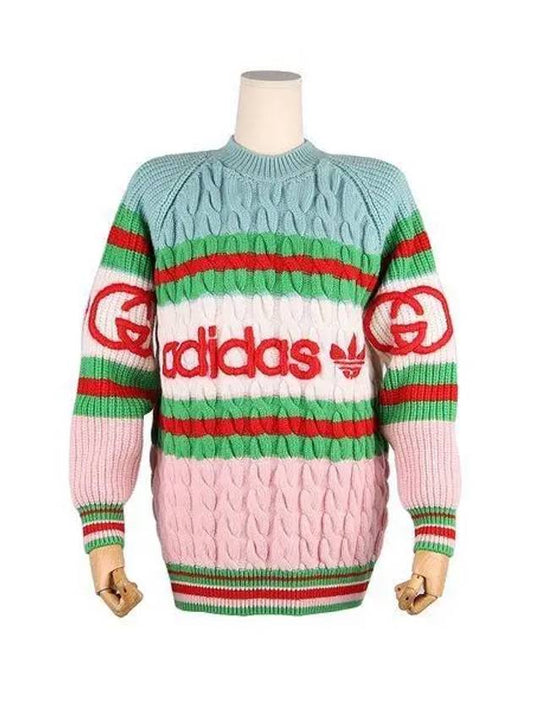 x Adidas logo striped knit sweater 717722 XKCQ3 5429 1060073 - GUCCI - BALAAN 1