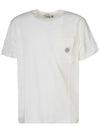 Men's Pisato Effect Logo Patch Pocket Short Sleeve T-Shirt White - STONE ISLAND - BALAAN 2