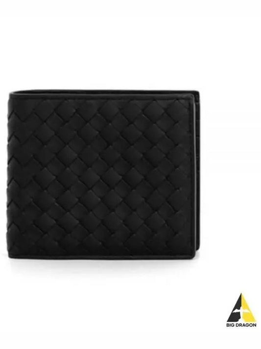 Intrecciato Calf Leather Half Wallet Black - BOTTEGA VENETA - BALAAN 2