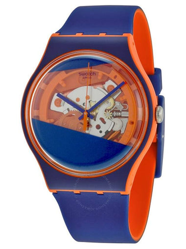 Swatch Myrtil-Tech Solid Blue and Orange Skeleton  Dial Blue Silicone Unisex Watch SUOO102 - SWATCH - BALAAN 1