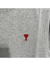 Small Heart Logo Cotton Long Sleeves T-Shirt Heather Grey - AMI - BALAAN 5