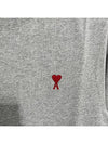 Chain Stitch Heart Logo Long Sleeve T-Shirt Heather Grey - AMI - BALAAN 5