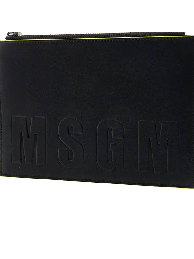 Logo Zipper Clutch Bag Black - MSGM - BALAAN 8