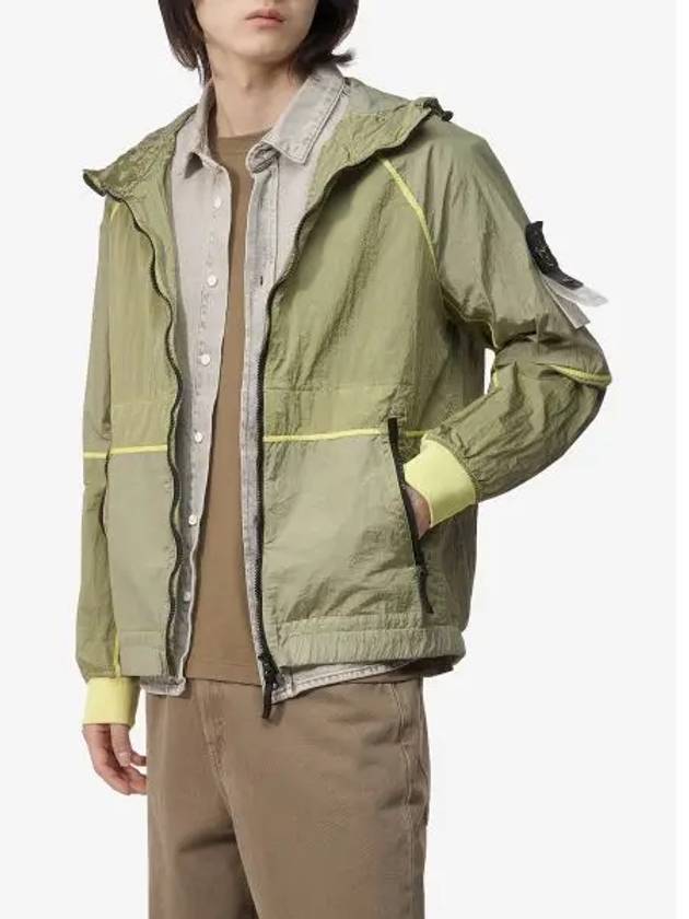 Watro Nylon Hooded Jacket Lime Green - STONE ISLAND - BALAAN 2