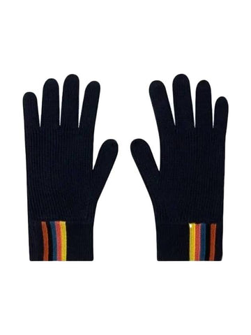 Artist Striped Ribbed Merino Wool Gloves Navy - PAUL SMITH - BALAAN 1