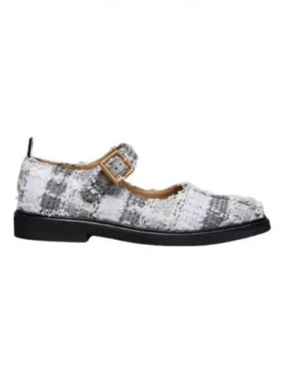 Tartan Check Tweed Ballerina Shoes Medium Grey - THOM BROWNE - BALAAN 2