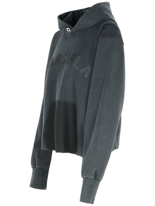 Embroidered Logo Cotton Hoodie Black - MAISON MARGIELA - BALAAN 3