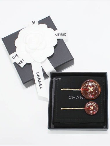 Button Hair pins Hairpin Red AB9034 B08626 NJ192 - CHANEL - BALAAN 1