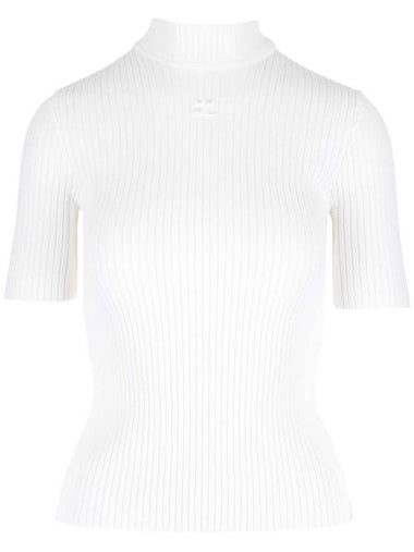 WoMen's Logo Mock Neck Knit Top White - COURREGES - BALAAN 1