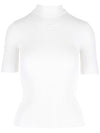 Women's Logo Mock Neck Knit Top White - COURREGES - BALAAN 1