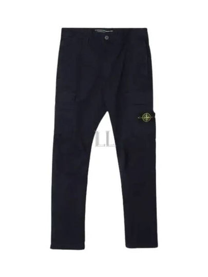 Stretch Cotton Gabardine Garment Dyed Cargo Straight Pants Navy - STONE ISLAND - BALAAN 2