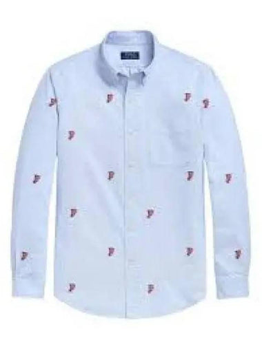 All Over P-Wing Classic Fit Long Sleeve Shirt Light Blue - POLO RALPH LAUREN - BALAAN 1