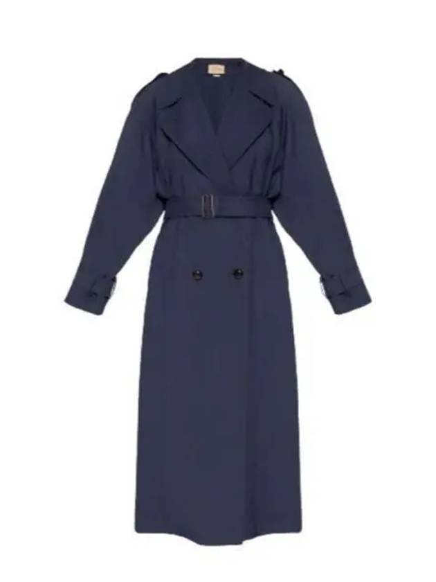 Double Breasted Wool Trench Coat Blue - GUCCI - BALAAN 2