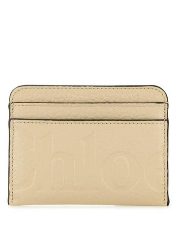 Logo Debossed Leather Card Wallet Yellow - CHLOE - BALAAN 1