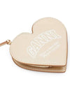 Funny Heart Leather Zipped Coin Purse Butter Cream - GANNI - BALAAN 4