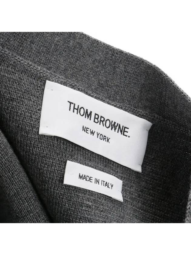 Milano Stitch 4 Bar Classic V Neck Fine Merino Wool Cardigan Medium Grey - THOM BROWNE - BALAAN 7