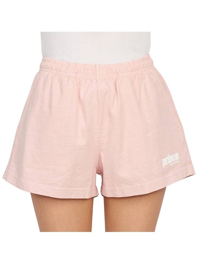 Women's Logo Print Cotton Shorts Baby Pink - SPORTY & RICH - BALAAN 7