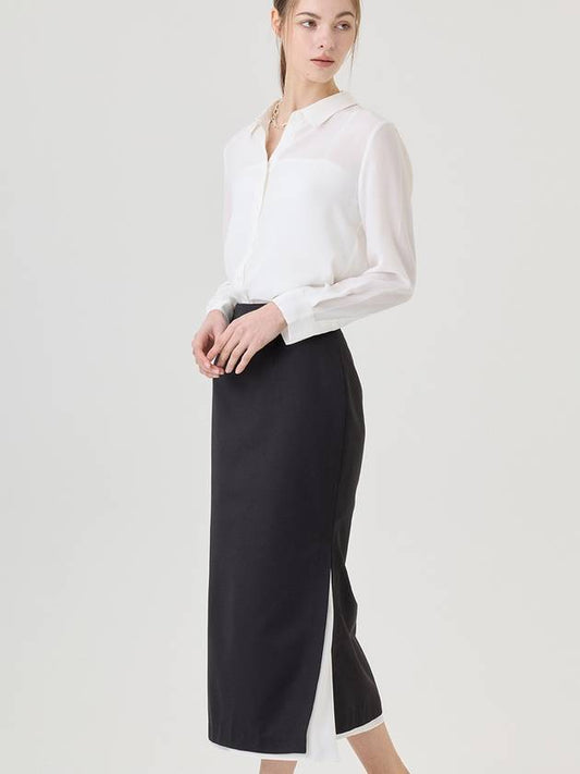 wool black and white double layer skirt - RS9SEOUL - BALAAN 1