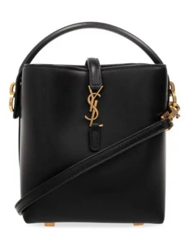 Le 37 Signature Logo Shiny Leather Small Bucket Bag Black - SAINT LAURENT - BALAAN 2