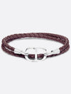 CD Icon Braided Calfskin Leather Bracelet Burgundy Silver Finish Brass B1973HOMLE D074 - DIOR - BALAAN 2