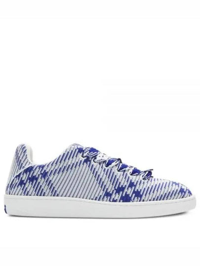 Box Check Print Leather Low Top Sneakers Royal Blue - BURBERRY - BALAAN 2