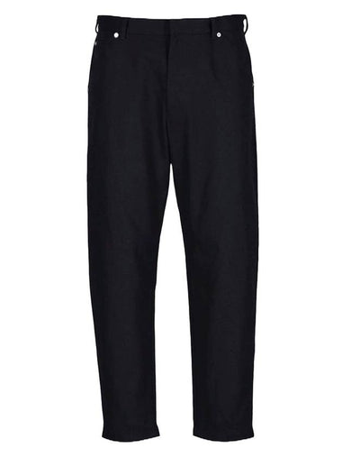 Triangle Logo Cotton Straight Pants Black - PRADA - BALAAN 1