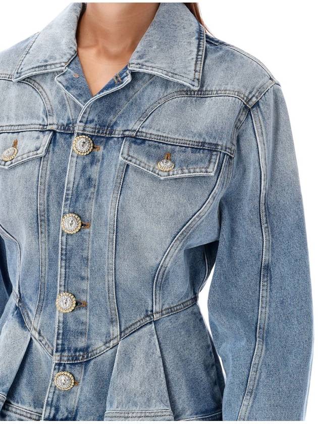 Balmain Peplum Denim Jacket - BALMAIN - BALAAN 3