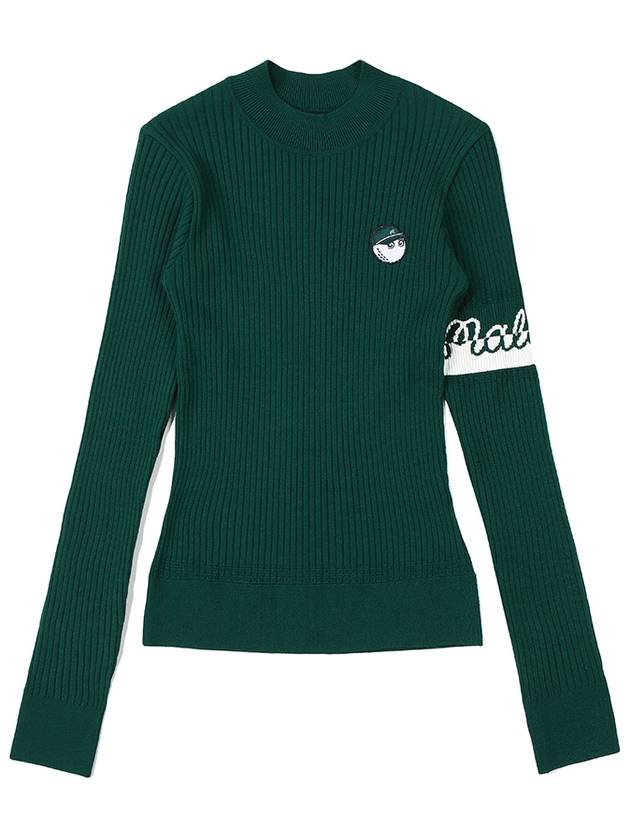 Sleeve Logo Point Basic Knit GREEN WOMAN M3322PKT14GRN - MALBON GOLF - BALAAN 2