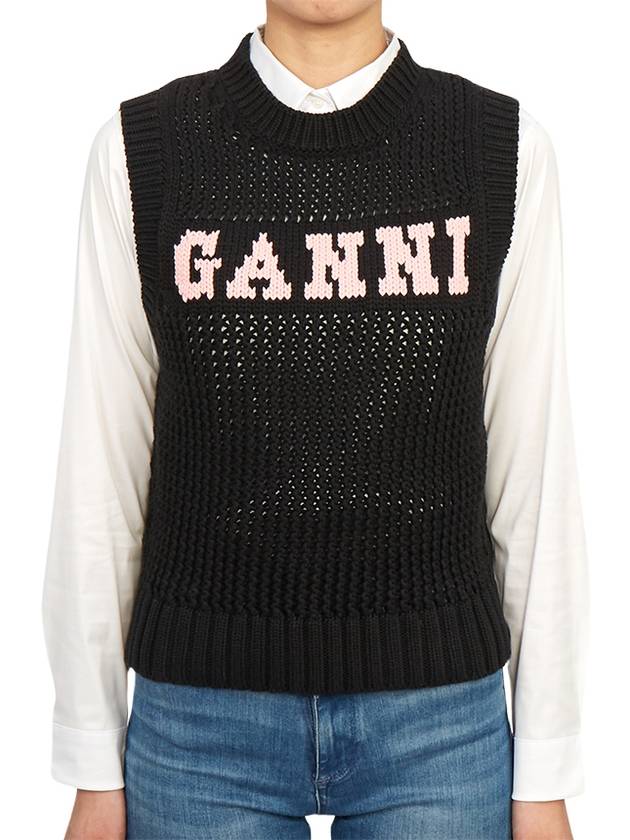 Cotton Rope Vest Black - GANNI - BALAAN 4