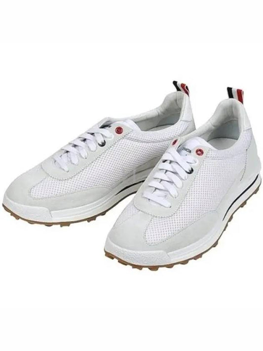 Fine Kid Suede Tech Runner White - THOM BROWNE - BALAAN 2