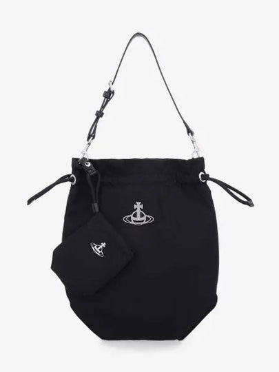 Logo Plaque Drawstring Bucket Bag Black - VIVIENNE WESTWOOD - BALAAN 2