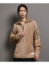 Vintage washed Flogo zip-up cardigan beige - FFEFF STUDIO - BALAAN 1