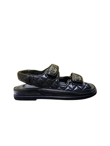 Logo Lambskin Sandals Black - CHANEL - BALAAN 1