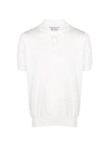 Classic Knit Short Sleeve PK Shirt White - BRUNELLO CUCINELLI - BALAAN 1