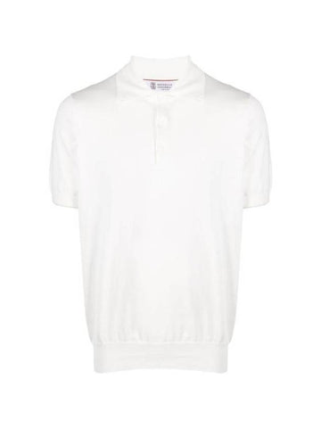 Classic Knit Short Sleeve PK Shirt White - BRUNELLO CUCINELLI - BALAAN 1