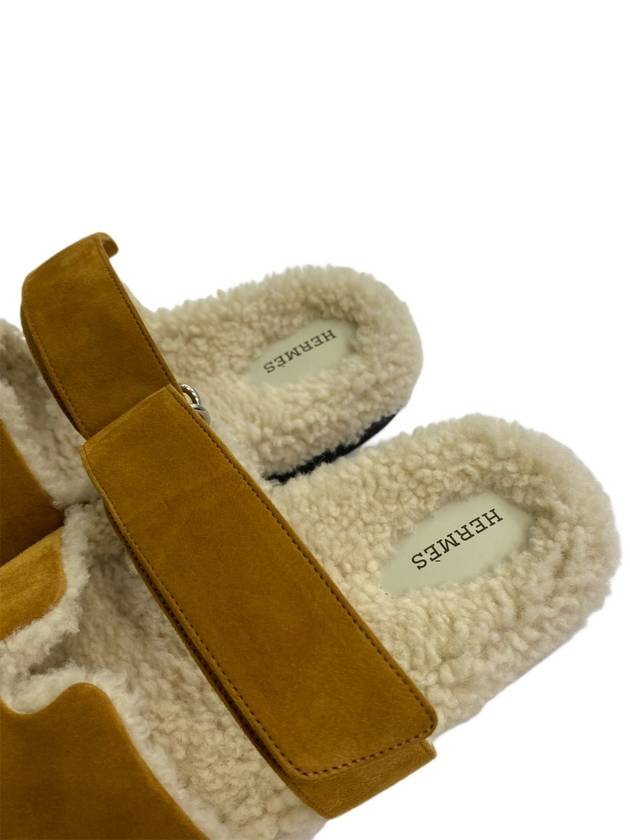 Chypre Shearling Sandals Beige - HERMES - BALAAN 5