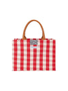 Women's Gingham Check Middle Tote Bag Red - PEOPLE OF THE WORLD - BALAAN 4