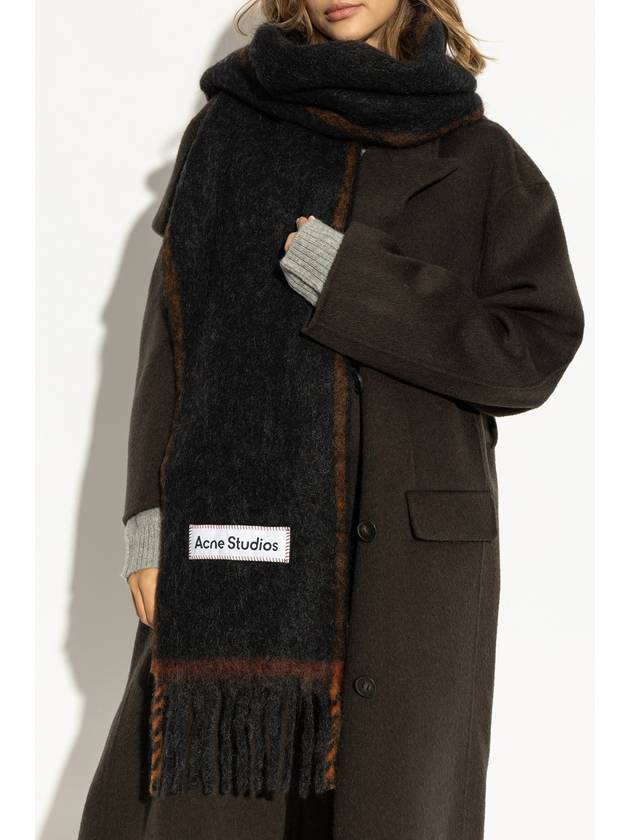 Mohair Wool Fringe Muffler Black - ACNE STUDIOS - BALAAN 4