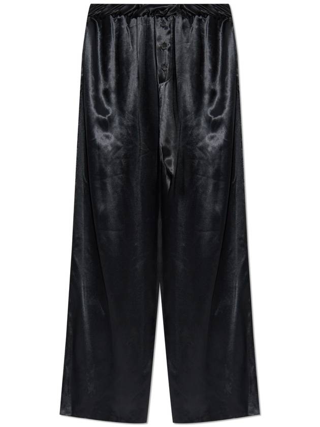 FERRAGAMO Loose-fitting Satin Trousers, Women's, Black - SALVATORE FERRAGAMO - BALAAN 1