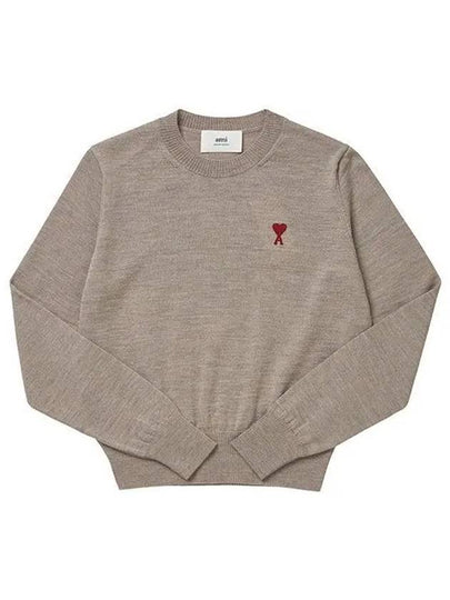 Women s Heart Logo Wool Knit FKS111KN0025 - AMI - BALAAN 2