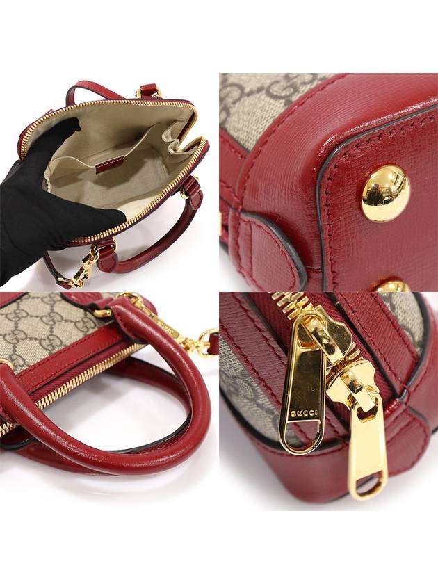 640716 GG Supreme Canvas Red Leather Horsebit 1955 Mini Top Handle Bag 2WAY - GUCCI - BALAAN 6