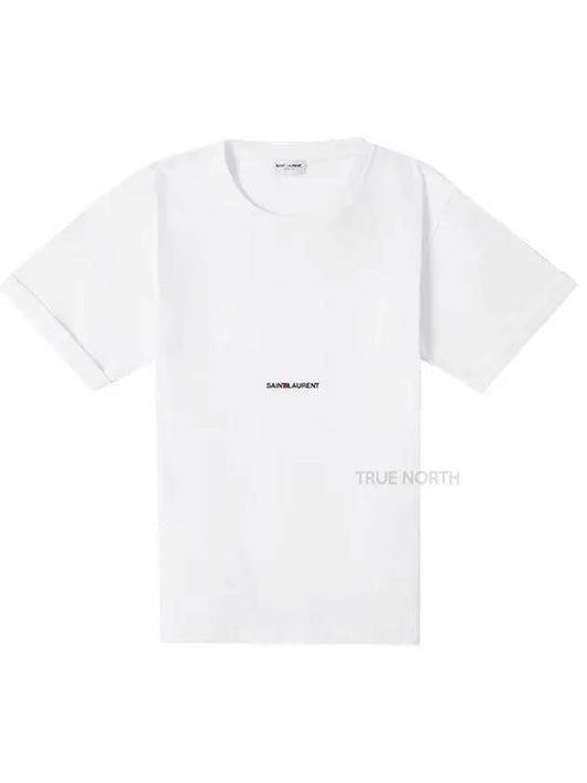 Rive Gauche Short Sleeve T-Shirt White - SAINT LAURENT - BALAAN 2