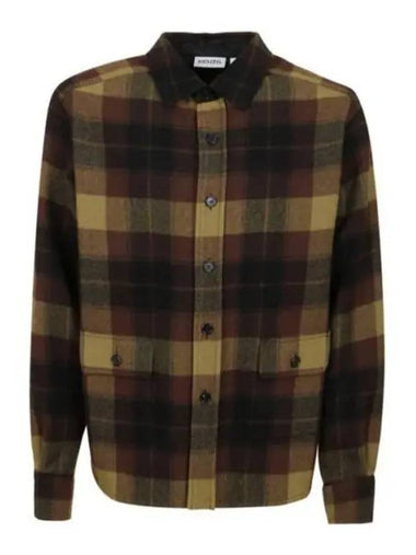 Wool Check Long Sleeve Shirt Brown FB65CH5069CN - KENZO - BALAAN 1