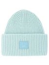 Face Patch Ribbed Wool Beanie Sky Blue Melange - ACNE STUDIOS - BALAAN 2