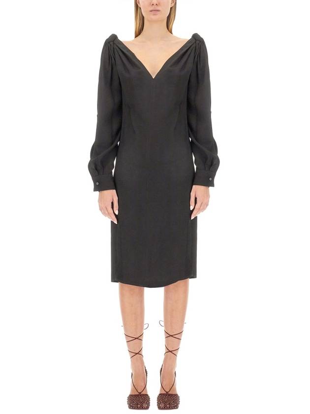 VISCOSE MIDI DRESS - BOTTEGA VENETA - BALAAN 1