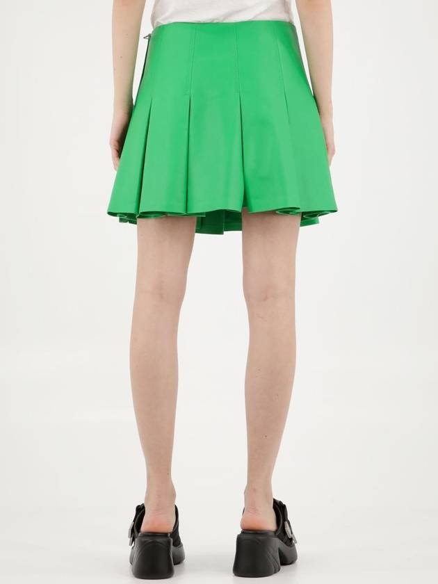 Women's Leather Mini Pleated Skirt Green - BOTTEGA VENETA - BALAAN 5